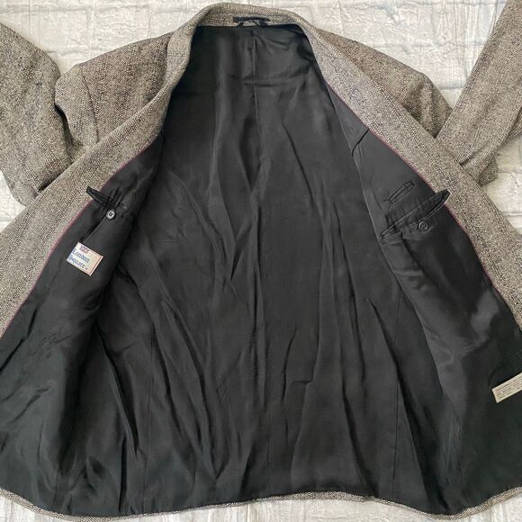 London Square men 48R 100% silk fully lined 2 button black & white blazer - Picture 7 of 14